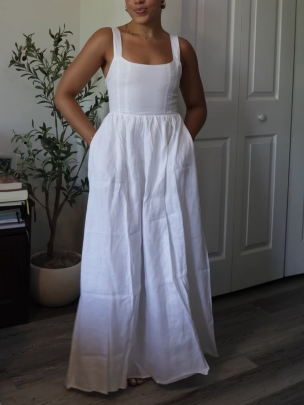 DISSH White Linen Maxi Dress Size US 2